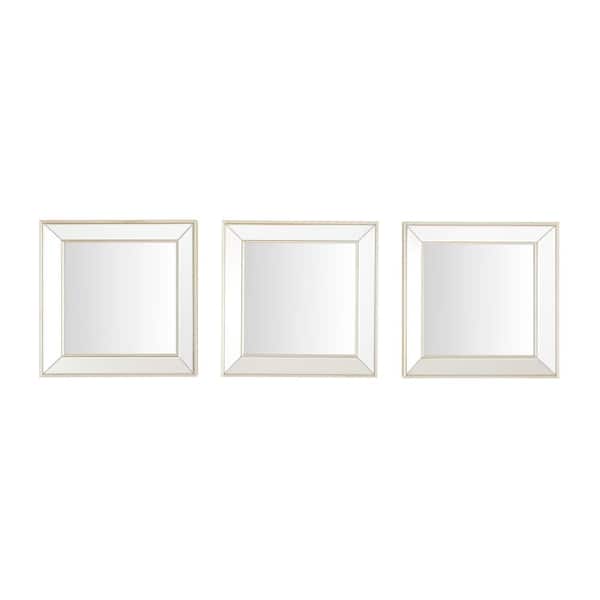 Stylewell Small Square Champagne Beveled Glass Classic Accent Mirror Set Of 3 14 In H X W H5 Mh 263 The Home Depot - Square Wall Mirrors Decorative