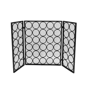 Hartly Modern Black and Silver Three Panel Iron Fire Screen
