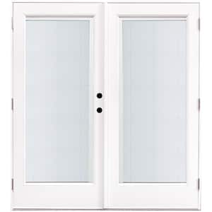 72 in. x 80 in. Fiberglass Smooth White Left-Hand Outswing Hinged Patio Door with Built in Blinds