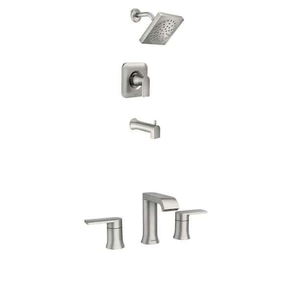 Genta Brushed Nickel Bathroom Faucet and Single-Handle Tub and Shower Faucet Combo (Valve Included)