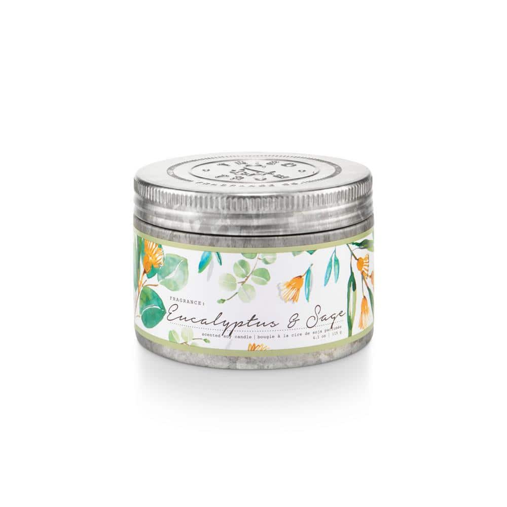 4.1 fl. oz. Eucalyptus and Sage Small Tin Scented Candle (1-Pack)