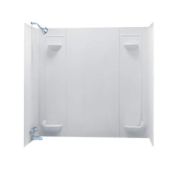 Swan 60 in. W x 57 in. H x 30 in. D Veritek 5-Piece Easy Up Adhesive Alcove Tub Surround in White