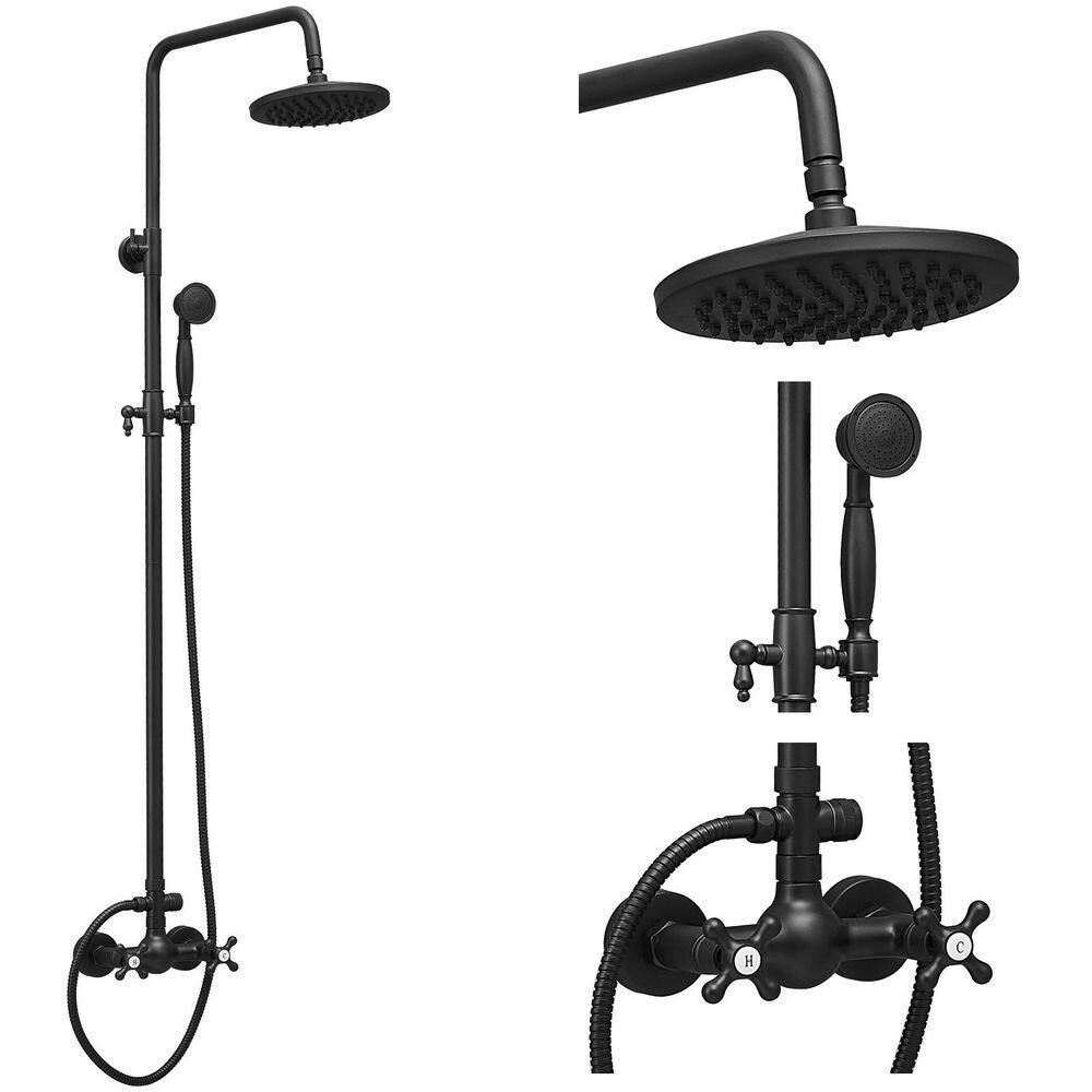 Outdoor Double-Handle 2-Spray Shower Faucet 8 in. Shower Heads 1.8 GPM with