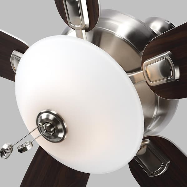 Colony Max Plus 52 in. Brushed Steel Ceiling Fan with Silver and American Walnut Reversible Blades and LED Light Kit