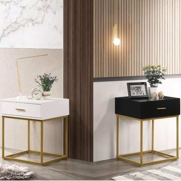 LuXeo Catalina 1-Drawer White Nightstand 24 in. H x 20.5 in LuXeo Catalina 1-Drawer White Nightstand 24 in. H x 20.5 in