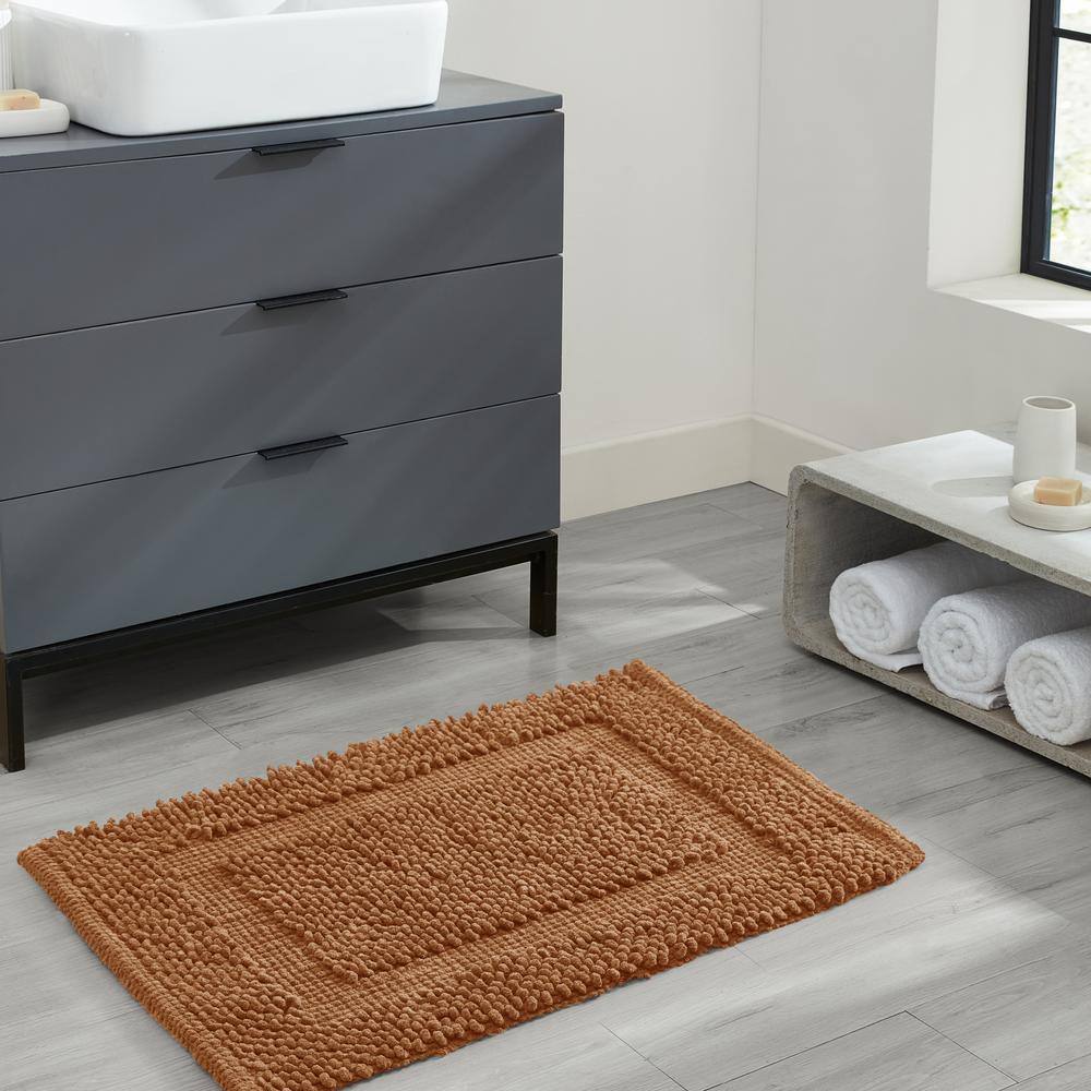 Burnt Orange Cotton Chenille Non-Slip Bath Mat 27" x 45"