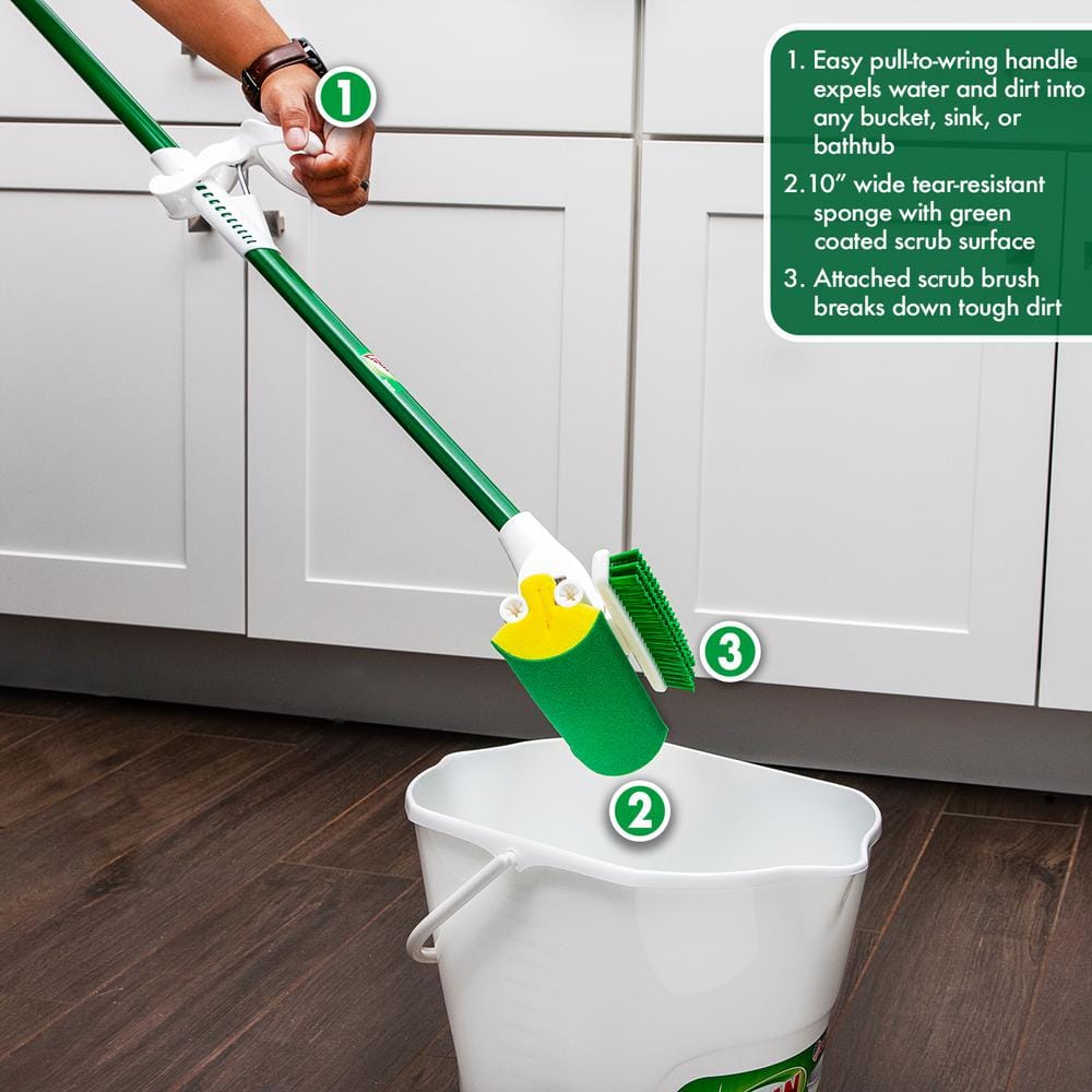 Libman Green and White Nitty Gritty Roller Mop with Scrub Brush