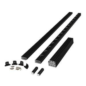 BRIO 42 in. x 96 in. (Actual: 42 in. x 94 in.) Black PVC Composite Stair Railing Kit w/Square Composite Balusters