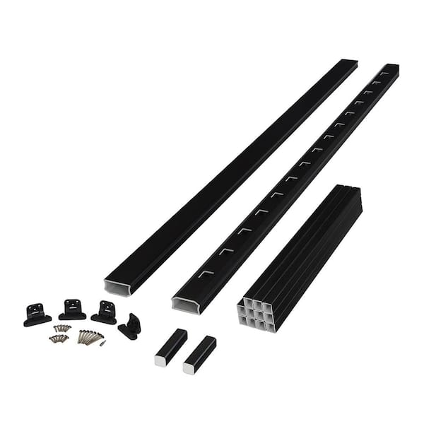 Fiberon BRIO 42 in. x 96 in. (Actual: 42 in. x 94 in.) Black PVC Composite Stair Railing Kit w/Square Composite Balusters