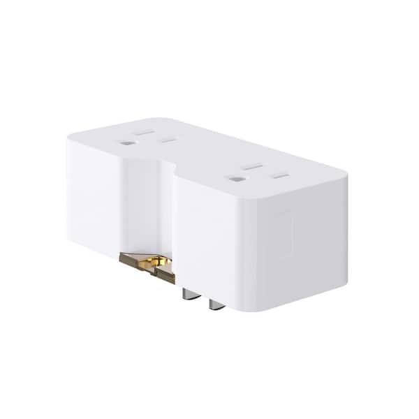 ELEGRP 2 Prong to 3 Prong Grounding Adapter Plug, Outlet Extender with 2 AC Outlets (White, 1 Pack)