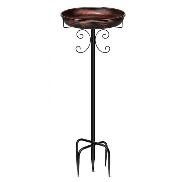 OGETFUUR Heavy Duty 35 in. x 12 in. Bronze Metal Solar Bird Bath Feeder Bowl Fountain with Upgraded 5-Pronged Base