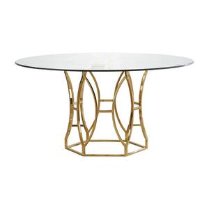 Laurie 54 in. Gold Glass Round Dining Table