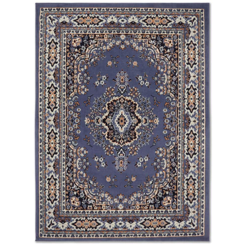 Country Blue 36" x 22" Synthetic Stain-Resistant Area Rug