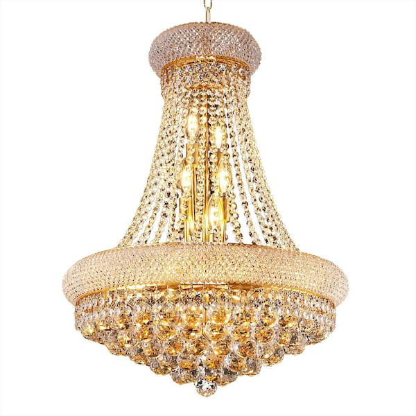 12-Light Gold Crystal Chandelier Circle Round Chandelier for Dining Living Room Bedroom with Bulbs Included