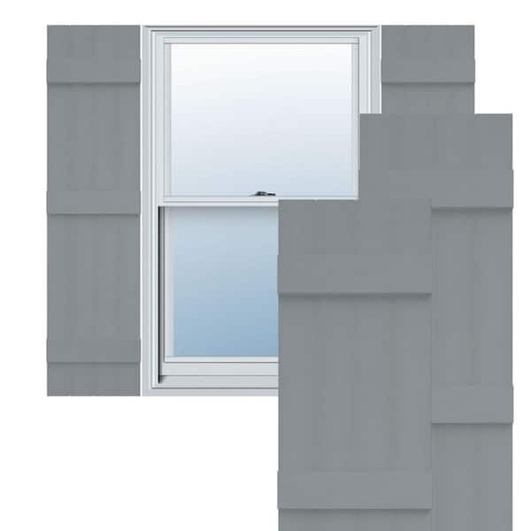 Ekena Millwork Lifetime 14 in. W x 59 in. H Vinyl Board and Batten Shutters Pair in Platinum