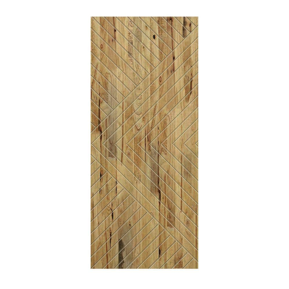 CALHOME 36 in. x 80 in. Hollow Core Weather Oak Stained Pine Wood ...