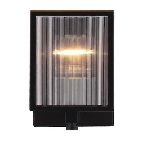 Eglo Henessy 1 Light Black And Brushed Nickel Wall Sconce With Reeded Glass 203727a The Home Depot
