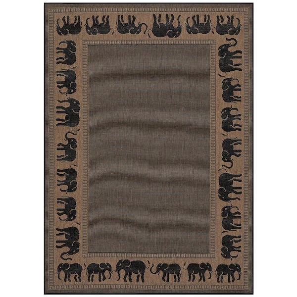 Recife Elephant Cocoa-Black 2 ft. x 4 ft. Indoor/Outdoor Area Rug