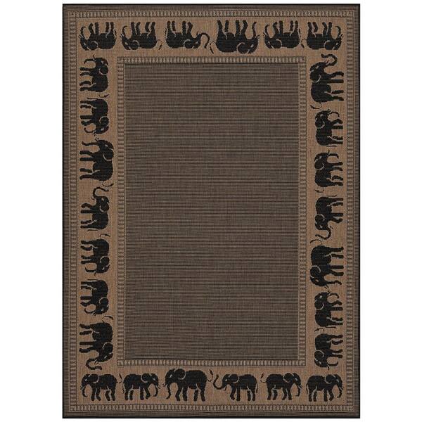 Couristan Recife Elephant Cocoa-Black 9 ft. x 13 ft. Indoor/Outdoor Area Rug