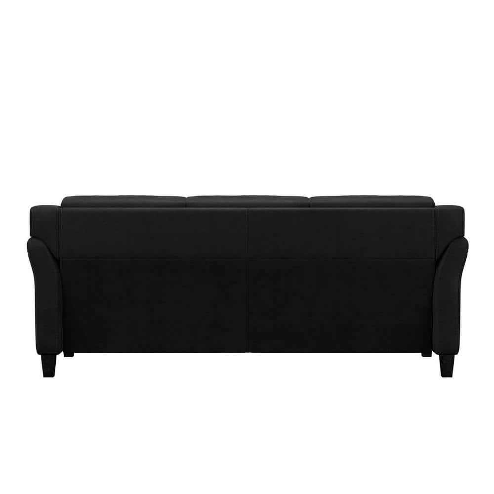 Hartford Black Microfiber 78'' Plush Tufted Sofa with Wood Frame