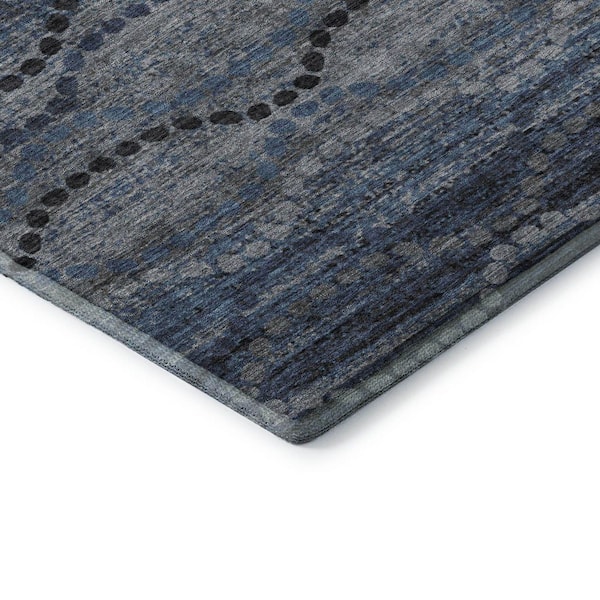 Mayfield Premium Machine Washable Abstract AMF2031 Navy 3 ft. x 5 ft. Area Rug