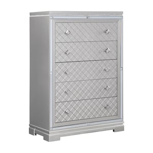 36.5 in. Silver 5-Drawers Dresser