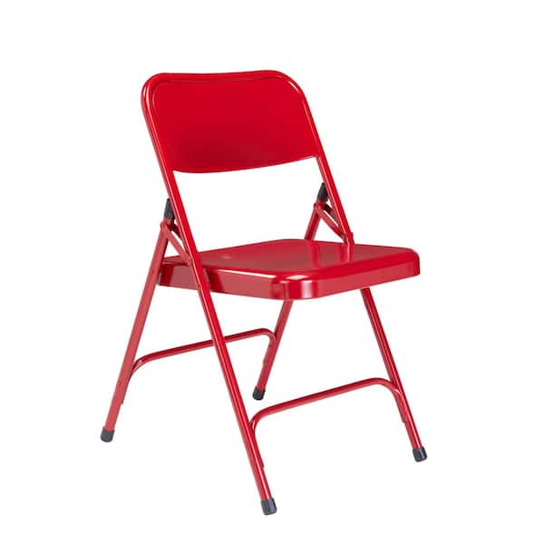 National Public Seating 200 Series Red Premium All-Steel Double Hinge Folding Chair (4-Pack)
