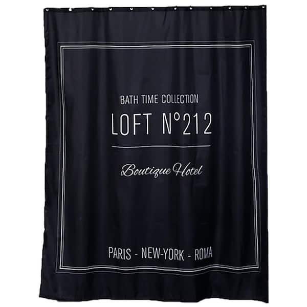Neo Retro 71 in. W x 79 in. L Polyester Shower Curtain Black