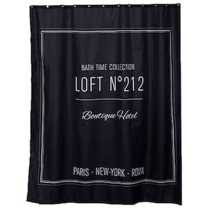 Neo Retro 71 in. W x 79 in. L Polyester Shower Curtain Black