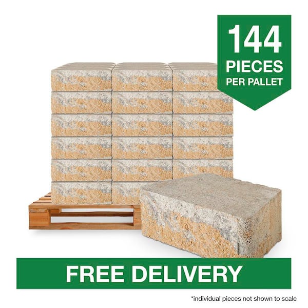 Pavestone RockWall Small 4 in. x 11.75 in. x 6.75 in. Yukon Concrete  Retaining Wall Block (144 Pcs. / 46.5 sq. ft. / Pallet) 87550