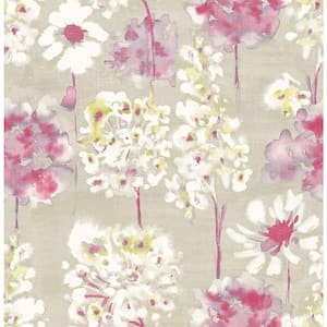 Marilla Pink Watercolor Floral Pink Wallpaper Sample