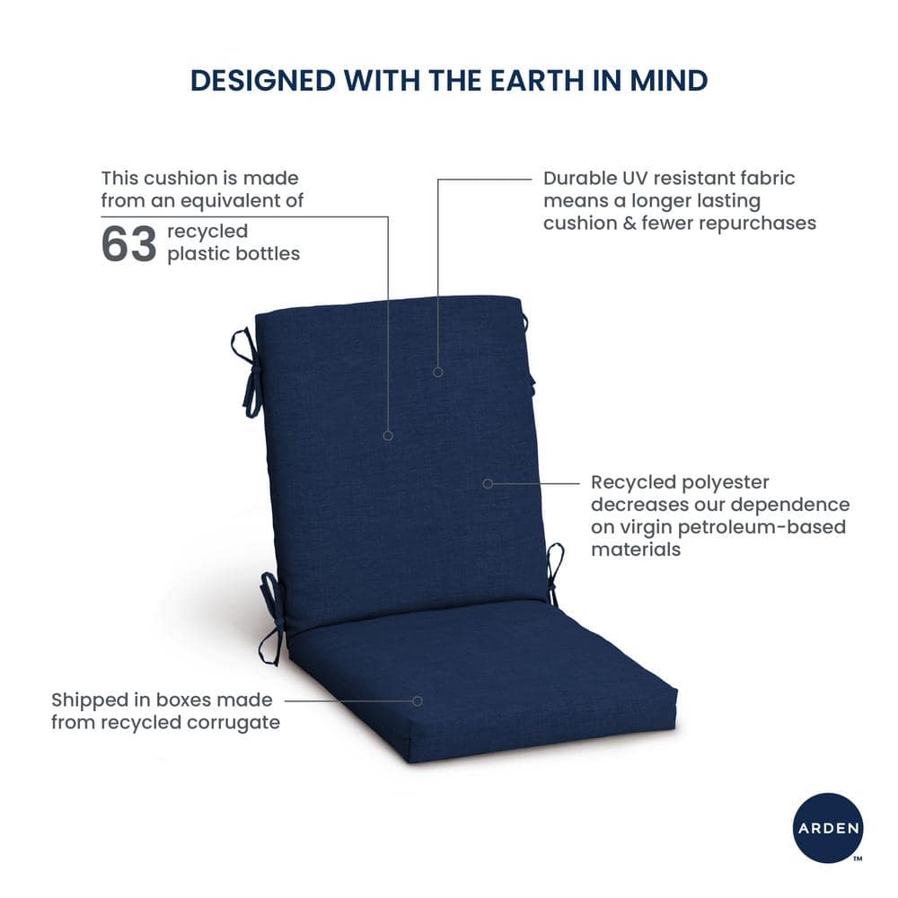 Blue Shibori Stripe Outdoor Highback Dining Chair Cushion