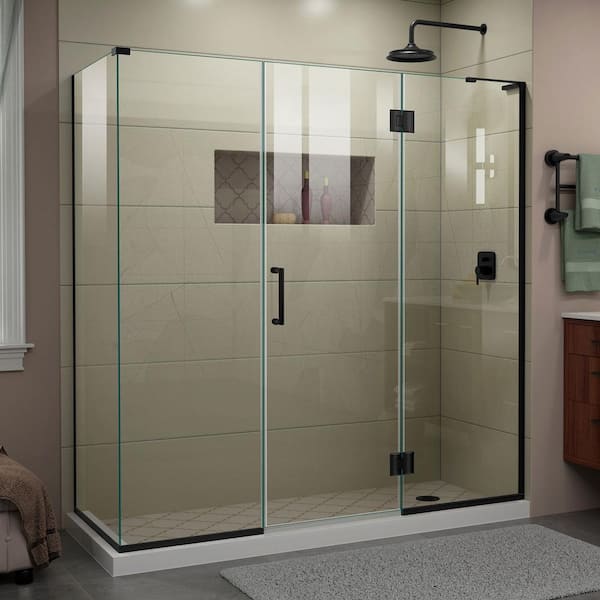 DreamLine Unidoor-X 69.5 in. W x 30-3/8 in. D x 72 in. H Frameless Hinged Shower Enclosure in Matte Black