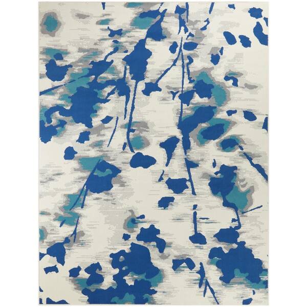 StyleWell Veronica Blue 8 ft. x 10 ft. Watercolor Area Rug