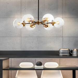 Caleb 6-Light Black and Brass Cluster Pendant Light with Clear Glass Shades