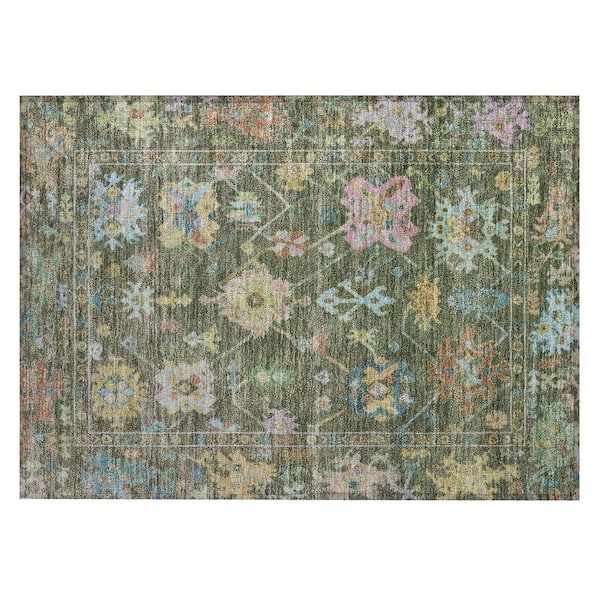 Chantille Machine Washable Indoor/Outdoor Abstract ACN2234 Fern 1 ft. 8 in. x 2 ft. 6 in. Accent Rug