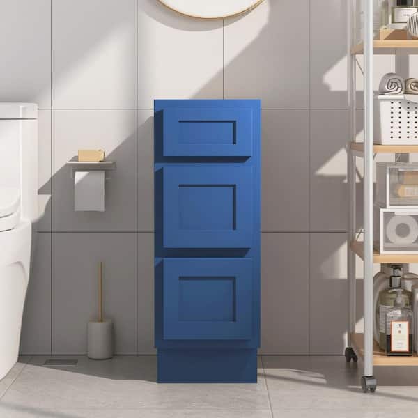 Vanity Art 12 in. W x 21 in. D x 32.5 in. H 3-Drawers Bath Vanity Cabinet without Top in Blue