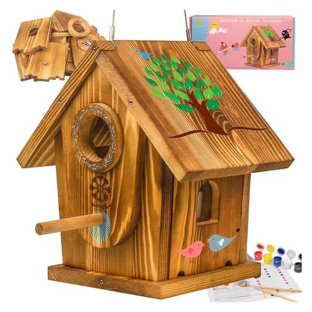 DIY Bird House Building Painting Kit for Adults Kids Carbonized Cedar Mortise Tenon Structure Ventilated Easy Clean price history on PriceWatchPro