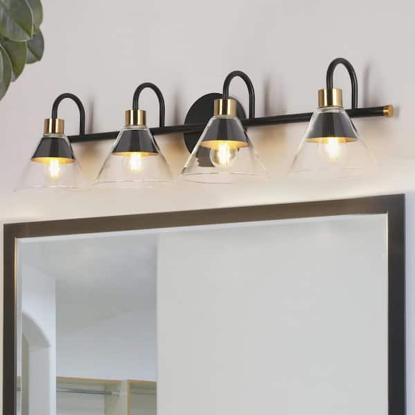 Modern Black Brass Bathroom Vanity Light Fixture deals - 4 Lights