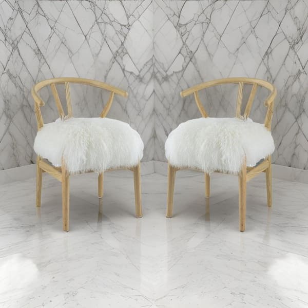 Benjara Brown and White Fabric Side Chair with Beige Ash