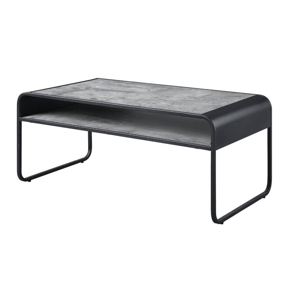 "42"" Gray and Black Concrete And Metal Sled Coffee Table With Shelf" price history on PriceWatchPro