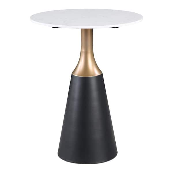 Holt Black and White Stone Top 28 in. Tulip Pedestal Base Counter Height Dining Table (Seats 2)