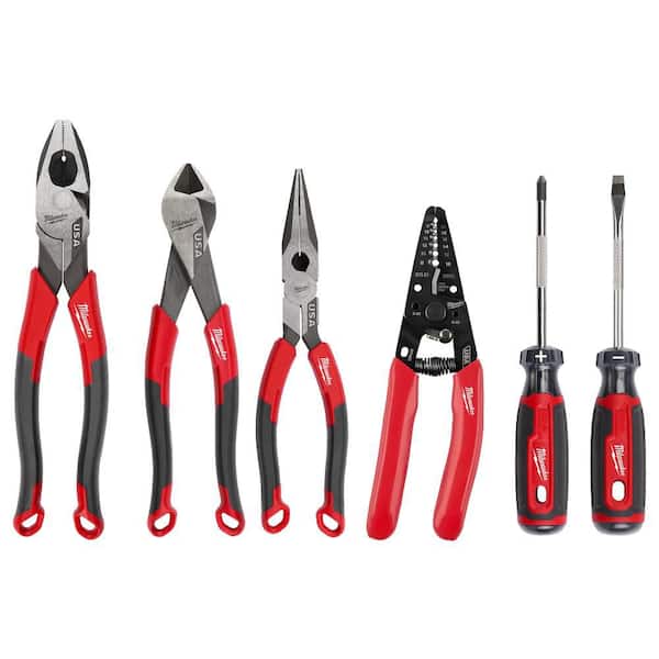 Milwaukee 6 PC Comfort Grip Cutting Pliers, Wire Strippers