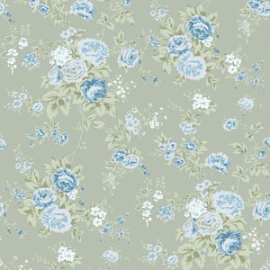 Rachel Ashwell Sage Green Wildflower Wallpaper Sample