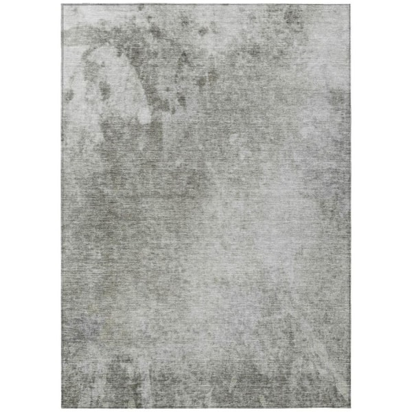 Gray 10 ft. x 14 ft. Woven Abstract Polyester Rectangle Indoor / Outdoor Area Rug