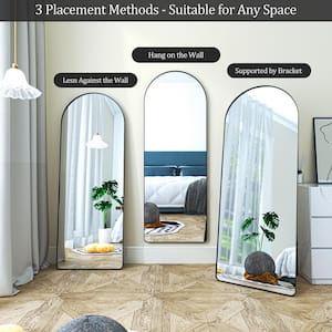 32 in. W x 71 in. H Arched Brush Silver Aluminum Alloy Framed Full Length Mirror Standing Floor Mirror