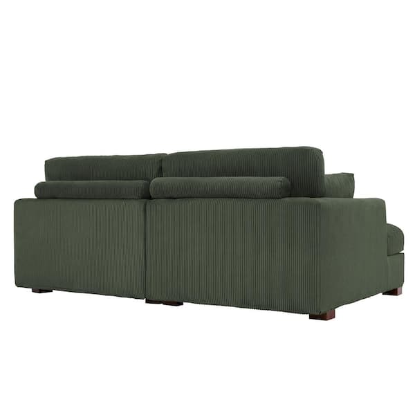Uixe 83.9 in. Modern Square Arm Corduroy Fabric Upholstered