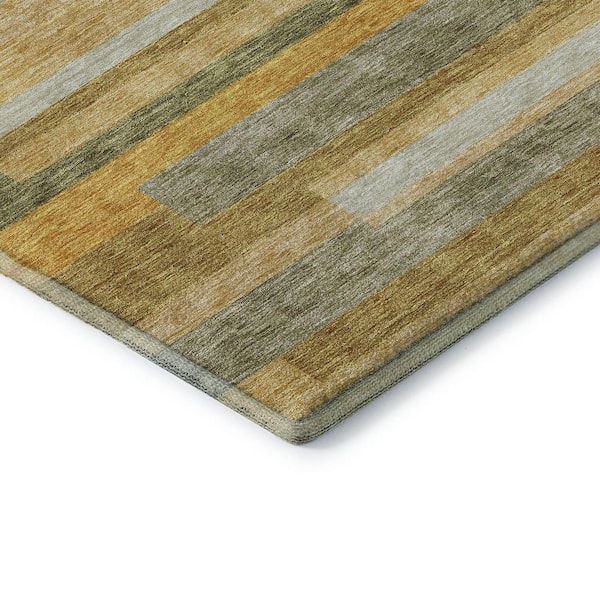 Mayfield Premium Machine Washable Abstract AMF956 Honey 8 ft. x 10 ft. Area Rug
