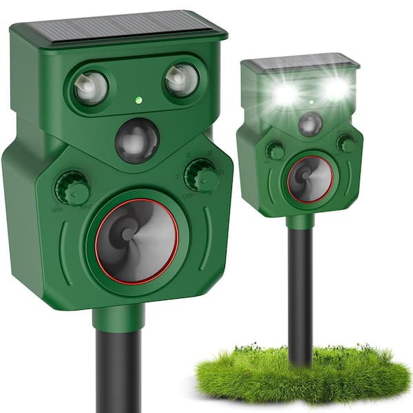 2-Pack Solar-Powered Ultrasonic Animal Trap Repeller with Motion Sensor for Outdoor Use