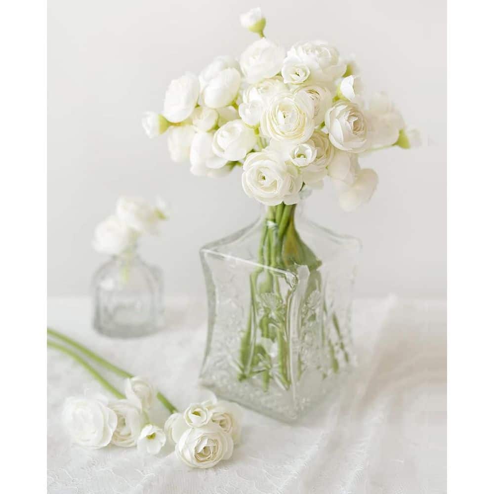 11 in. Ivory White Indoor/Outdoor Artificial Rose Flower